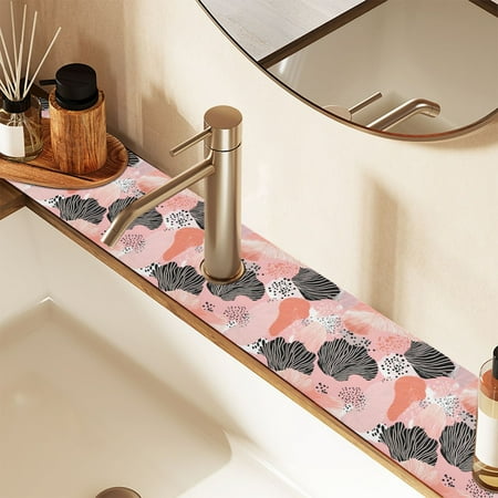 

Faucet Mat for Kitchen Sink 30 Sink Splash Guard Mat Super Absorbent Fast Drying Drain Pad Trendy Hand Drawn Shells