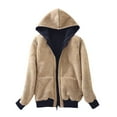 thumbnail image 3 of Women's Cute Hoodies Oversize Solid Warm Fleece Lined Zip Up Hooded Jacket With Pocket Winter Fashion Sweatshirts Navy, 3 of 4