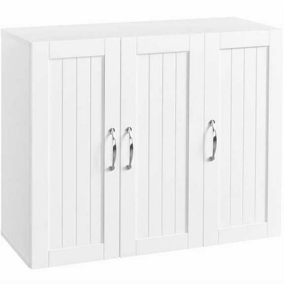 Sptwo | Bathroom Wall Cabinet with Three Doors, Medicine Cabinet with Adjustable Shelf, Hanging Storage Cupboard for Living Room, Laundry Room, Kitchen, White