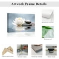 thumbnail image 5 of Zen Wall Art Lotus Flowers Stones on Water Pictures Water Lily Canvas Prints Bathroom Decor Spa Artwork for Yoga Studio Meditation Spiritual Room Framed (Zen-1, 12.00"x18.00"), 5 of 5