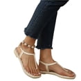 thumbnail image 5 of LTTVQM Flat Sandals for Women Arch Support Platform Open-Toe Slip-On Leather Thong Sandals Soft Outdoor Adjustable Buckle Slides for Daily Walking White 36(US-5.5), 5 of 5