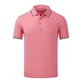 thumbnail image 1 of UKAP Man Shirt Lapel Collared Polo Top Two Buttons Soft Spring Blouse Pink Pink (2099) 4XL, 1 of 2