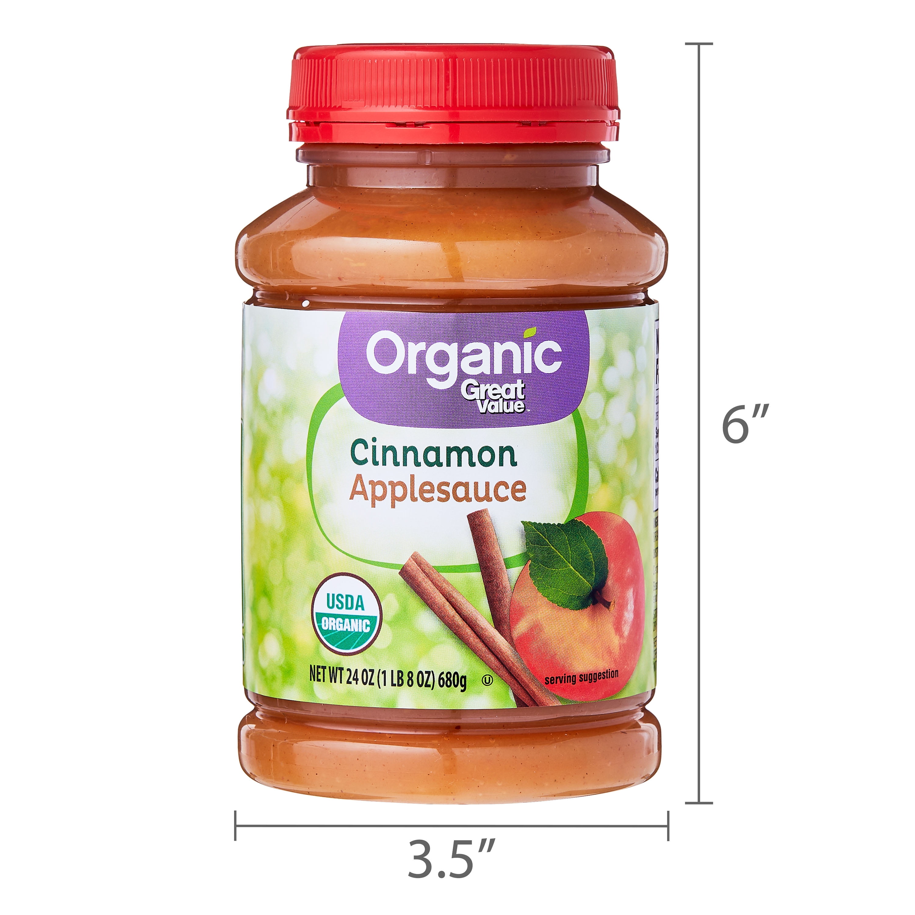 Great Value Organic Cinnamon Applesauce, 24 oz Jar