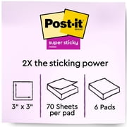 Post-it Recycled Super Sticky Notes, 3 in x 3 in, Wanderlust Pastels , 6 Pads