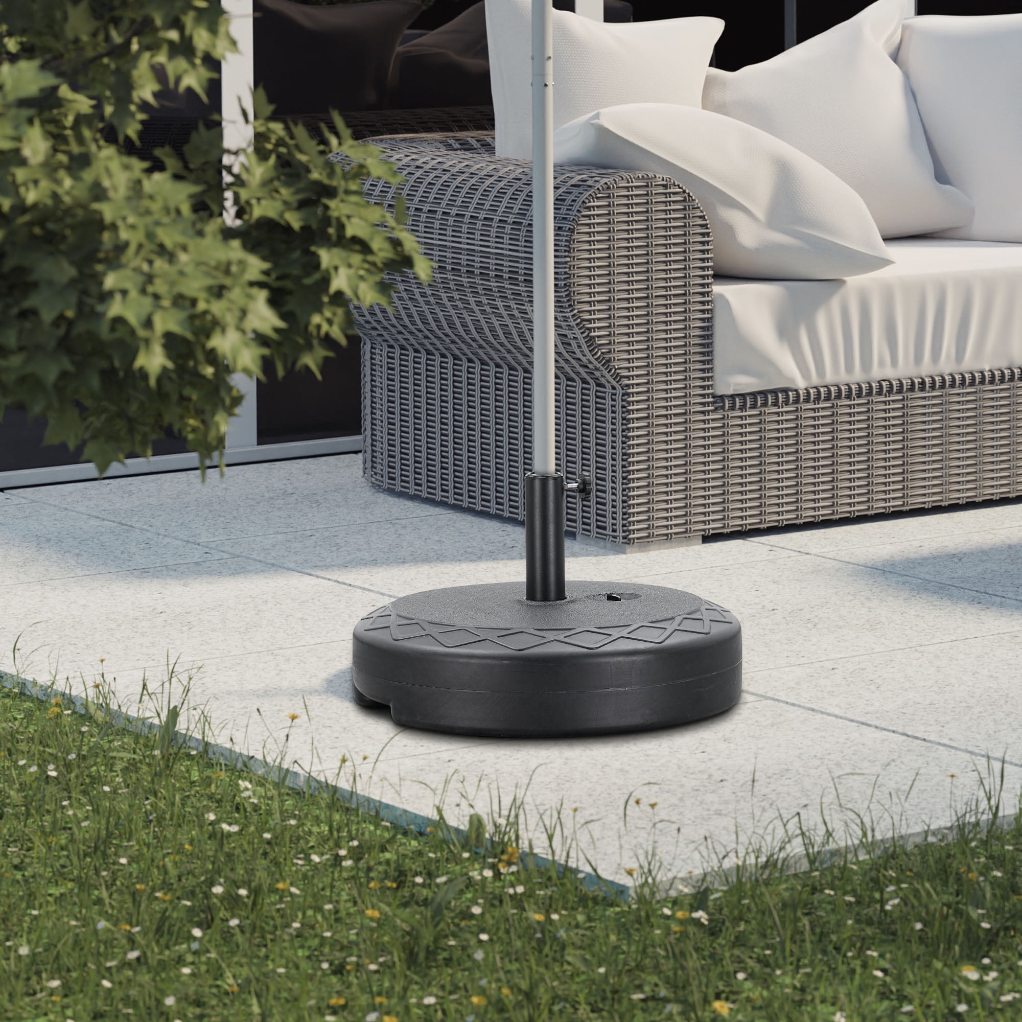 Autlaycil 95 lbs Sand Filled Patio Umbrella Stand Base, 67 lbs Heavy Duty Water Suitable for Base Stand, Black