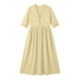 thumbnail image 6 of Karymi Lace Trim Midi Dress, V-Neck 3/4 Sleeve A-Line Casual Flowy Dress, Solid Color Summer Boho Beach Dress Easter Dresses for Women, 6 of 9