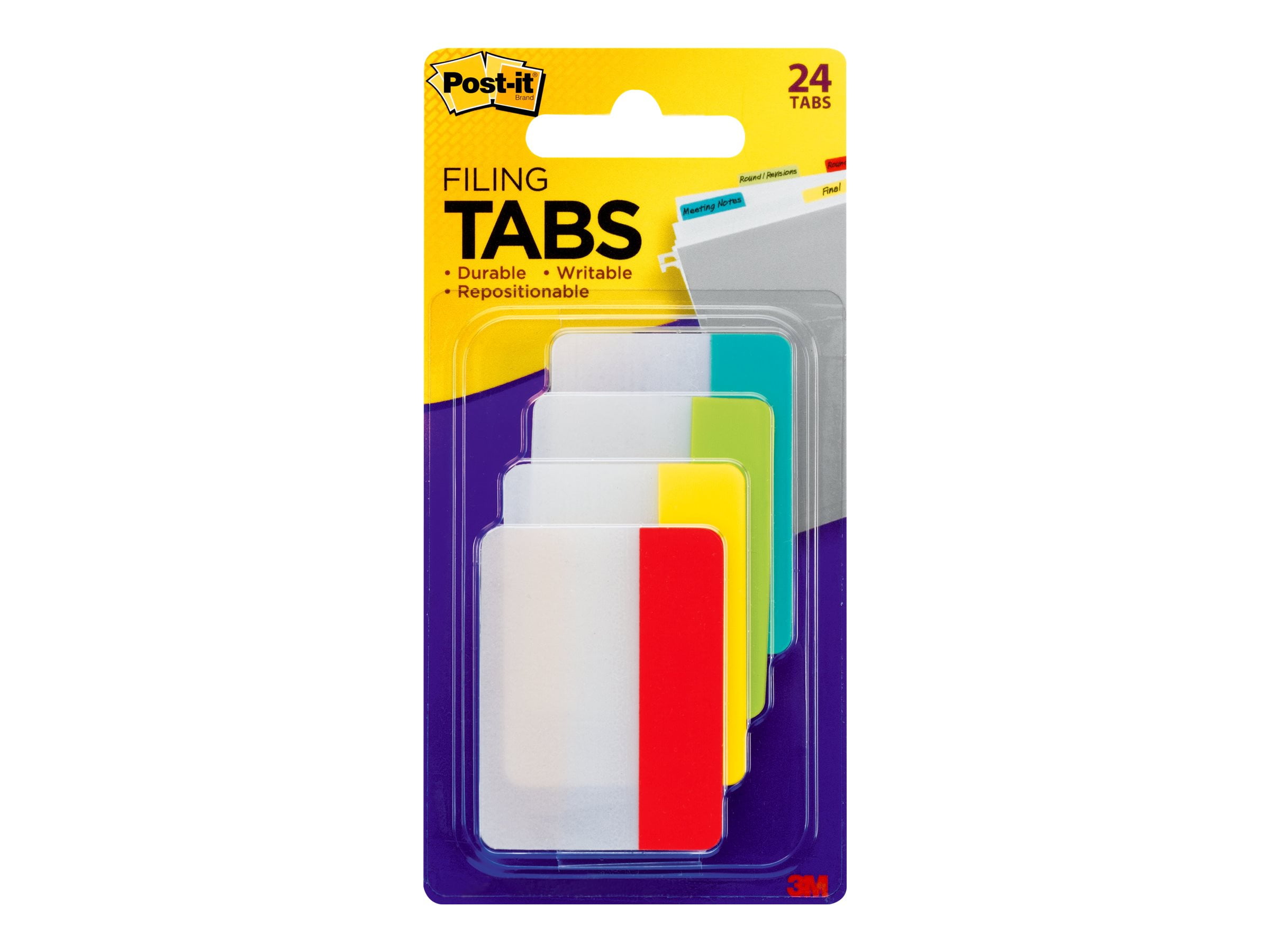 Post-it® Tabs 686-ALYR, Assorted Primary Colours, 2 in x 1.5 in (50.8 mm x 38.1 mm), 24/Pack, POST IT PI TAB  ASST 24PK