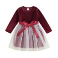 thumbnail image 2 of Fortune Robe en Tulle pour Fille 0-5 Ans, Enfants, Manches Longues, Velours, Paillettes, Étoiles, Tutu en Maille Superposée, Robe Patchwork, 2 of 9