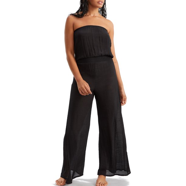 Elan Womens Strapless Jumpsuit CoverUp StyleCR7310 Swimsuit