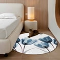 thumbnail image 3 of Navy Blue Tulip Round Area Rug 4 FT, Non Slip Indoor Outdoor Rug, Watercolor Farmhouse Floral Botanical Washable Soft Circular Carpet Non-Shedding Floor Mat for Coffee Table Nursery Foyer Balcony, 3 of 8