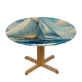 thumbnail image 3 of WYYP Sailboat Sailboat Round Tablecloth Waterproof Resistant Fabric 100% Polyester Fiber Table Cover White, 3 of 8