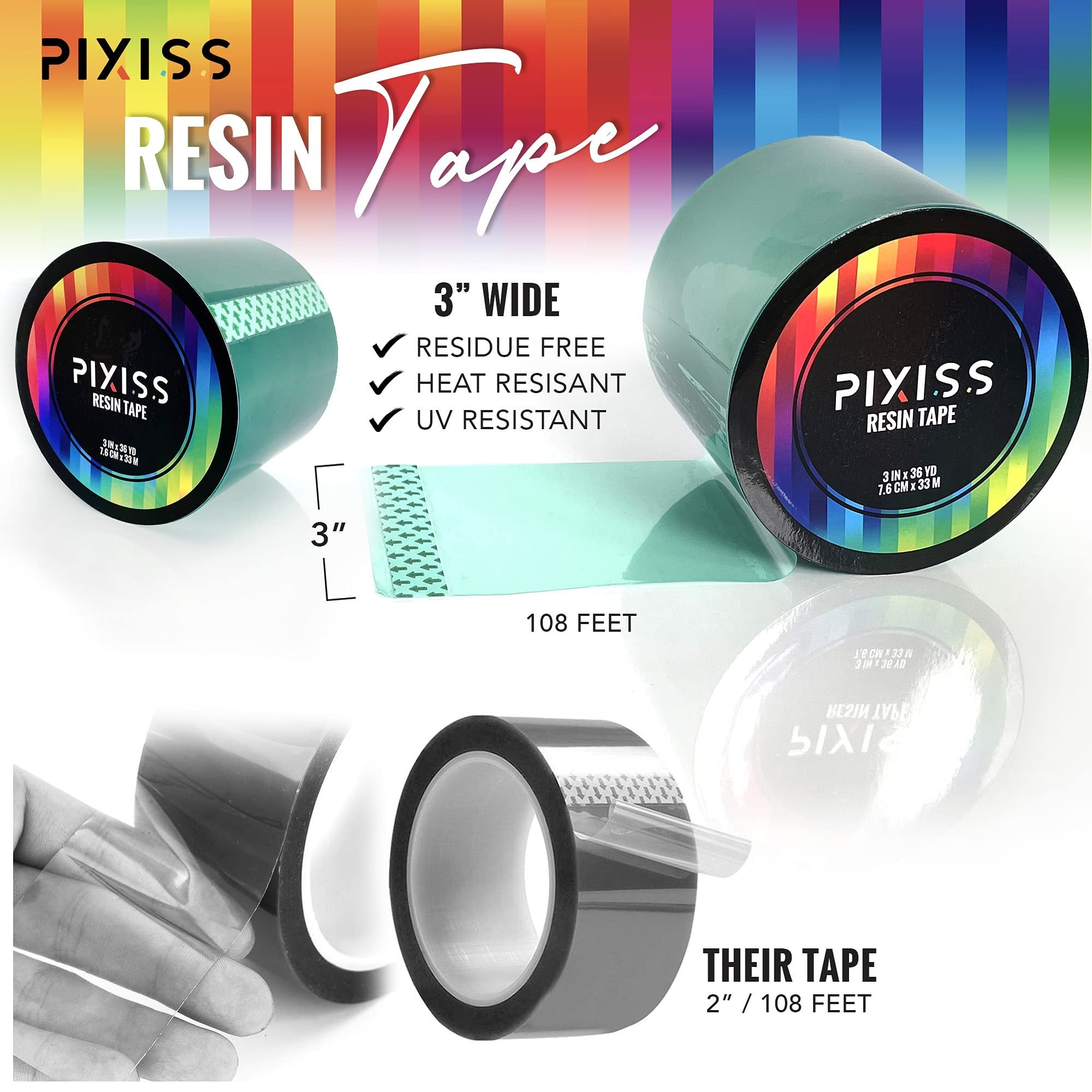 Epoxy Tape Silicone Adhesive Tape - Pixiss Mold Release Epoxy Resin Tape -  Polyester Tape for Resin, Construction Tape, Resin Tape for Epoxy Resin  Molding - High Temperature Resistance Easy Peeling 