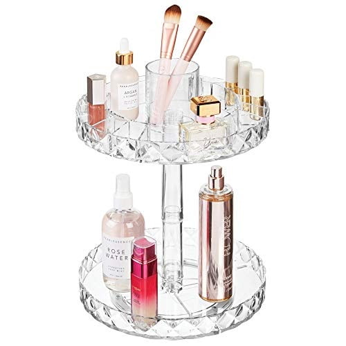 mDesign Spinning 2Tier Lazy Susan Makeup Turntable Storage Center Tray