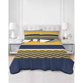 thumbnail image 2 of Quilts Twin Size Bedding Set, Navy Yellow Grey Stripes Lightweight Quilted Comforter, Abstract Lines Geometric Modern Soft Reversible Bedspread Coverlet with Pillow Covers for All Season, 68" x 86", 2 of 7