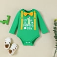 thumbnail image 5 of WIBACKER My First St Patricks Day Baby Boy Outfit Infant Stripe Romper Clover Pants Set Newborn Gentleman Outfits, 5 of 9
