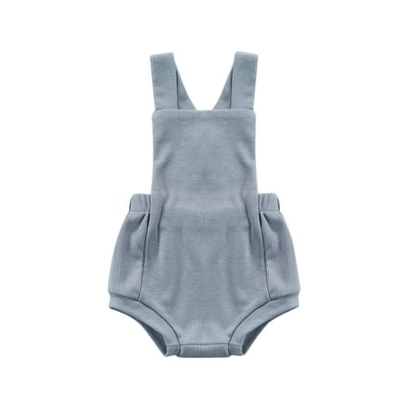 

Newborn Baby Boys Girls Sleeveless Romper Backless Strap Bodysuit One Piece Clothes