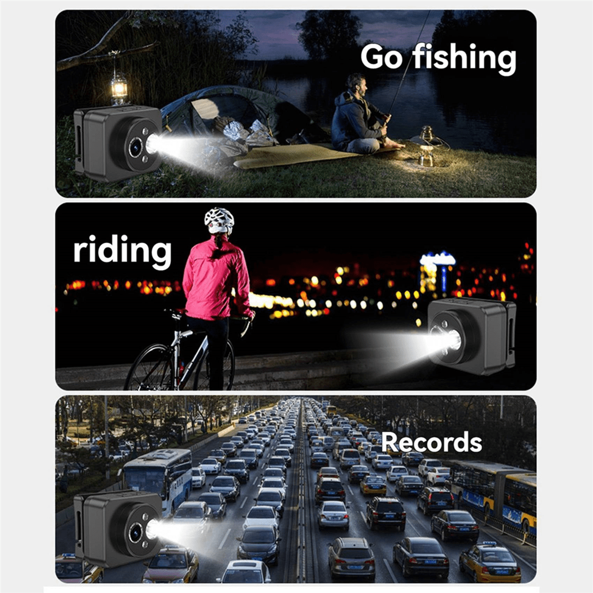 2X Head-Mounted Sports Camera HD PTZ Anti-Shake Camera Short Video Cycling Outdoor Video Recorder Vlog Recorder,2 x Head-mounted sports camera