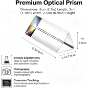 XUBIYM 2.5Inch/ 60Mm Equilateral Crystal Prisms Set, Crystal Triangular Prism Optical Prisms Glass Physics Teaching Refracted Light Spectrum Rainbow Maker Photography Props
