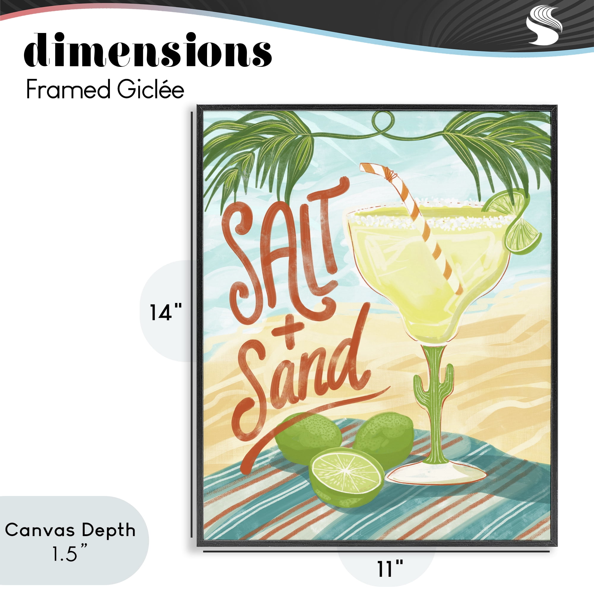 Stupell Industries Salt & Sand Margarita Black Framed Giclee Art, design by Connie Summers