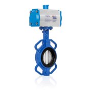 UNOX Pneumatic Actuated Butterfly Valve Wafer Type DN50 (2) Double Acting 230 PSI (16 Bar), Iron Disc with GGG-40.3 Sfero Casting Body - EPDM Seat for Water Air