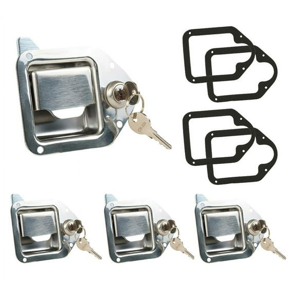(4 Pack) Truck Tool Box Latch Replacement Lock w/ Keyed Alike Keys - 4-3/8"x3-1/4" Stainless Steel Tool Box Lock Replacement Handle for Trucks, RV, Trailer, UTV, ATV