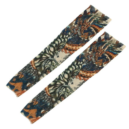 1 Pair Summer Elastic Dragon Pattern Sun Protection Tattoo Arm (Best Sun Protection For Tattoos)