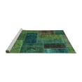 thumbnail image 2 of Ahgly Company Machine Washable Indoor Round Patchwork Turquoise Blue Transitional Area Rugs, 3' Round, 2 of 4