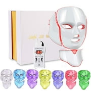 Led Face Light 7 Color Facial Skin Care with Blue & Red Light for Skin Problem for Home SPA Use (White)