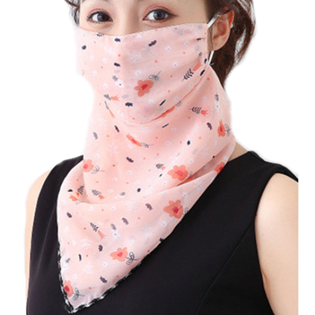 WOMEN SUN PROTECTION BREATHABLE CHIFFON NECK SCARF MOUTH FACE MASK 