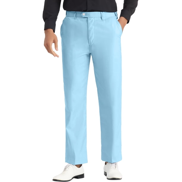 Pantalones Chino de Ajuste Recto Casual para Hombre INSPIRE CHIC, Confort y Estiramiento, Frente Plano, 30 Azul Claro