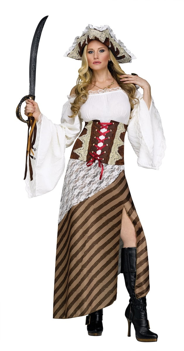 Seven Seas Sweetie Adult Costume-Sm Womens Pirate Buccaneer Hat Dress ...