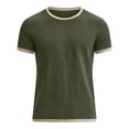 thumbnail image 2 of Mens Linen Short Sleeve T Shirt Casual Summer Breathable Crew Neck Top Lightweight Vacation Tee for Beach Travel Out Green 2XL, 2 of 5