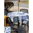 thumbnail image 5 of Outdoor Tablecloths with Umbrella Hole & Zipper, Blue Ombre Spring Floral 54x54 Inch Square Tablecloths, Summer Botanical Flowers Waterproof Table Cloth, Patio/Pool/Picnic Table Covers, 5 of 8