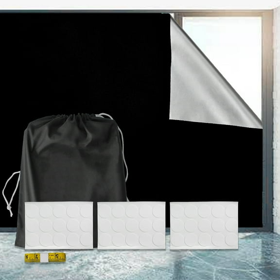 MTFun Blackout Curtain 118x57 Free-cutting Blackout Shade Reusable Window Cover Blackout Blind with Double-Sided Stickers Washable Window Curtain for Bedroom Travel Baby Room