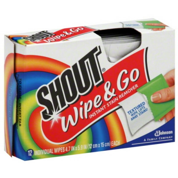 Shout Wipe & Go Instant Stain Remover Wipes 12 ea (Pack of 3) Walmart