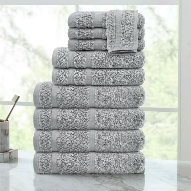 Mainstays 10 Piece Towel Set with Upgraded Softness Durability Grey