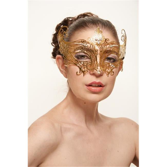 Kayso K2012VN Vintage Laser Cut Mask with Clear Rhinestones 