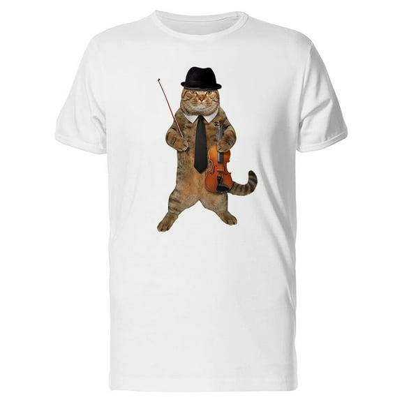 A Cat Playing Violin Tee Men's -Image by Shutterstock