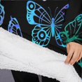 thumbnail image 3 of Oversized Wearable Blanket Hoodie,Blue Green Butterfly Pattern Sherpa Blanket Hoodie with Super Pockets,Super Warm Fuzzy Pullover for Women & Men, 3 of 6