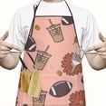 thumbnail image 2 of Pink Football and Drinks Pattern Apron-Garden Aprons for Women with Pockets-Cotton Linen Waterproof Kitchen Cooking Gardening Aprons Adjustable for Kitchen,Cooking,BBQ and Salon 33x27 Inch, 2 of 2