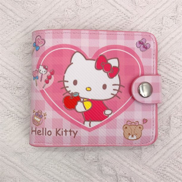Kawaii Hello Kitty Cinnamoroll My Melody Kuromi Sanrios, monedero informal de Pu, Tarjetero con botones, novedad