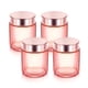thumbnail image 1 of Frascos de vidrio Cositina, paquete de 4, 100 ml, rosas con tapas doradas, 1 of 6