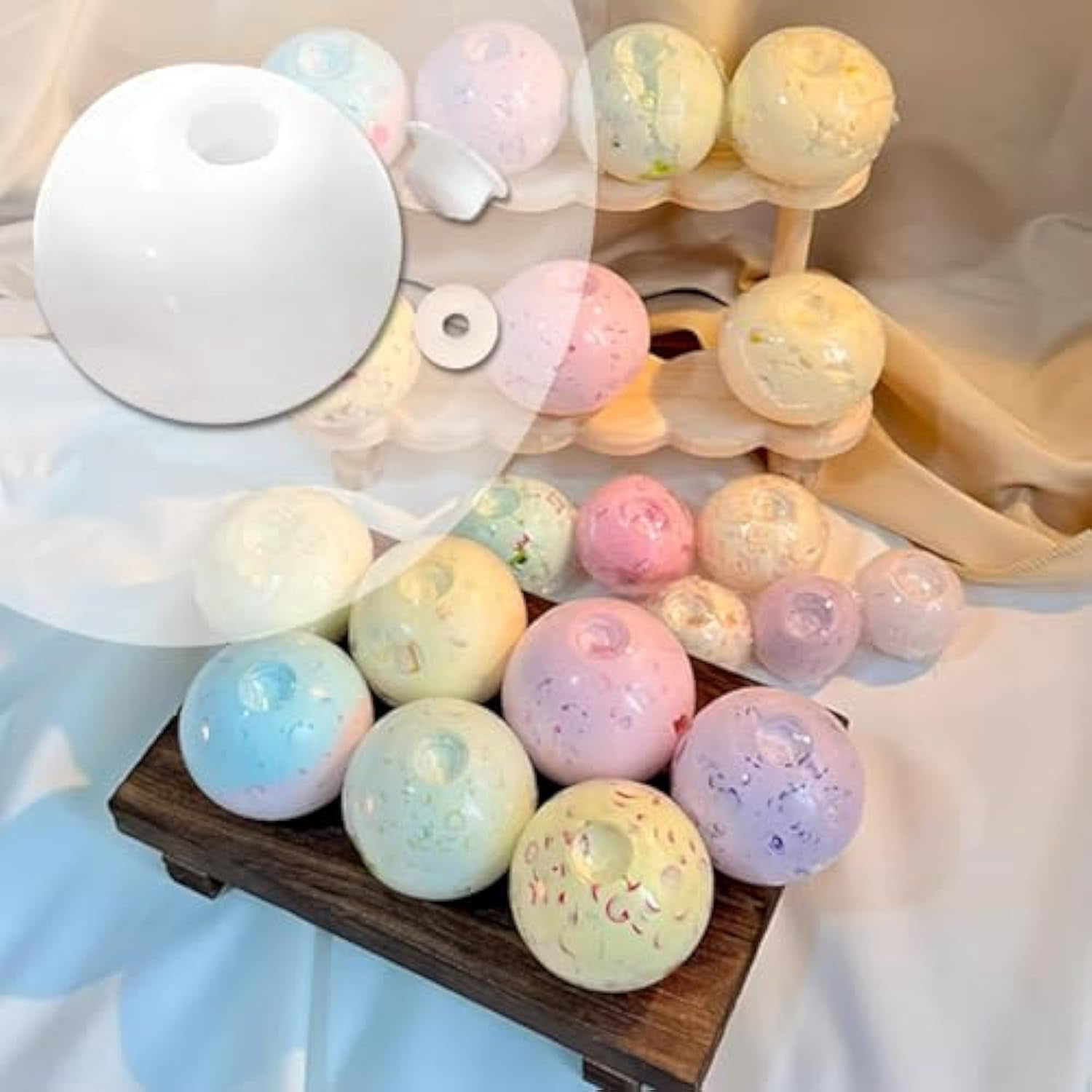 Milky Blank Skins Empty Stress Ball DIY Kit, 2025 New Blank Pressure Ball Skin DIY Kit, Vacuum Squishy Stress Ball DIY Kits with Empty Skin Base, Lid, Glue, Expander Tool for DIY Stress Balls