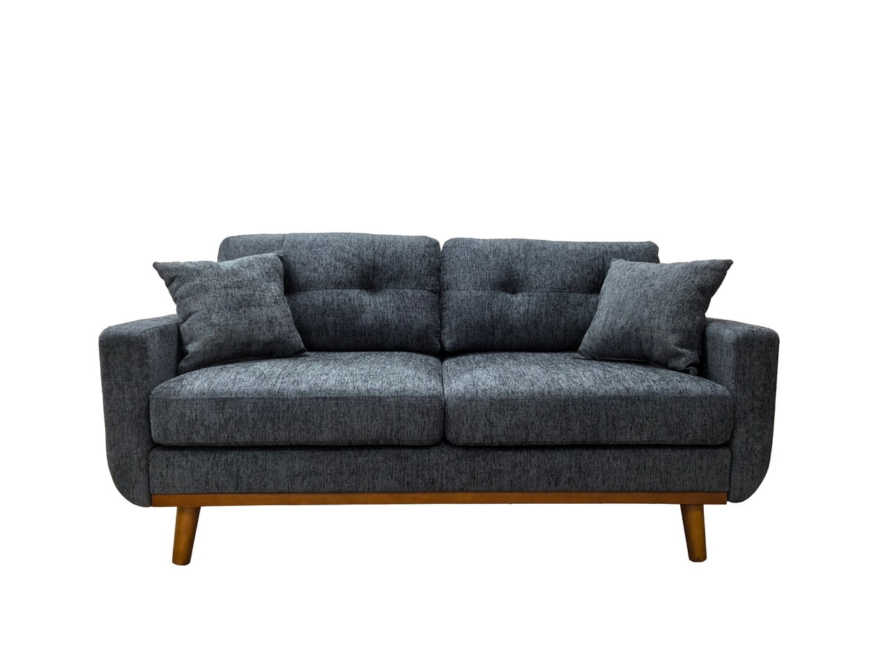 Timbernest 67.7" Loveseat Sofa, Mid-Century Loveseat Couch with Wooden Legs, Blue Gray Tufted Upholstery