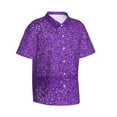 thumbnail image 2 of Bixox Men's Hawaiian Shirts Men's Glitter Purple Print Short-Sleeve Shirt-Large, 2 of 8