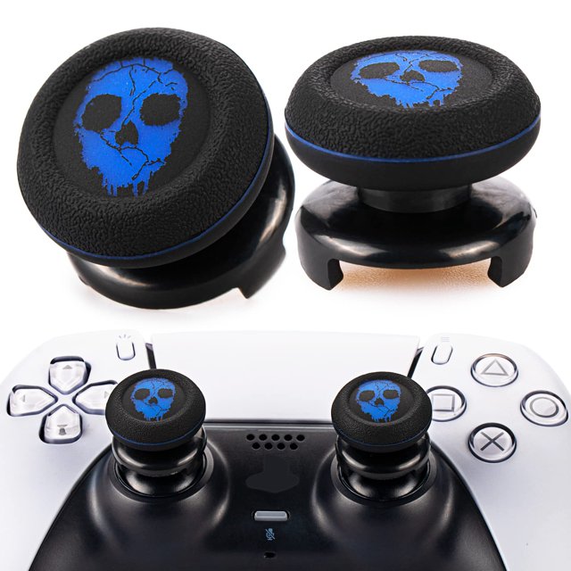 Playrealm Rallonge de Joystick FPS et Coque de Prise en Caoutchouc Silicone Imprimée, 2 Ensembles pour Manette PS5 Dualsenese et PS4 (Ghost Blued)
