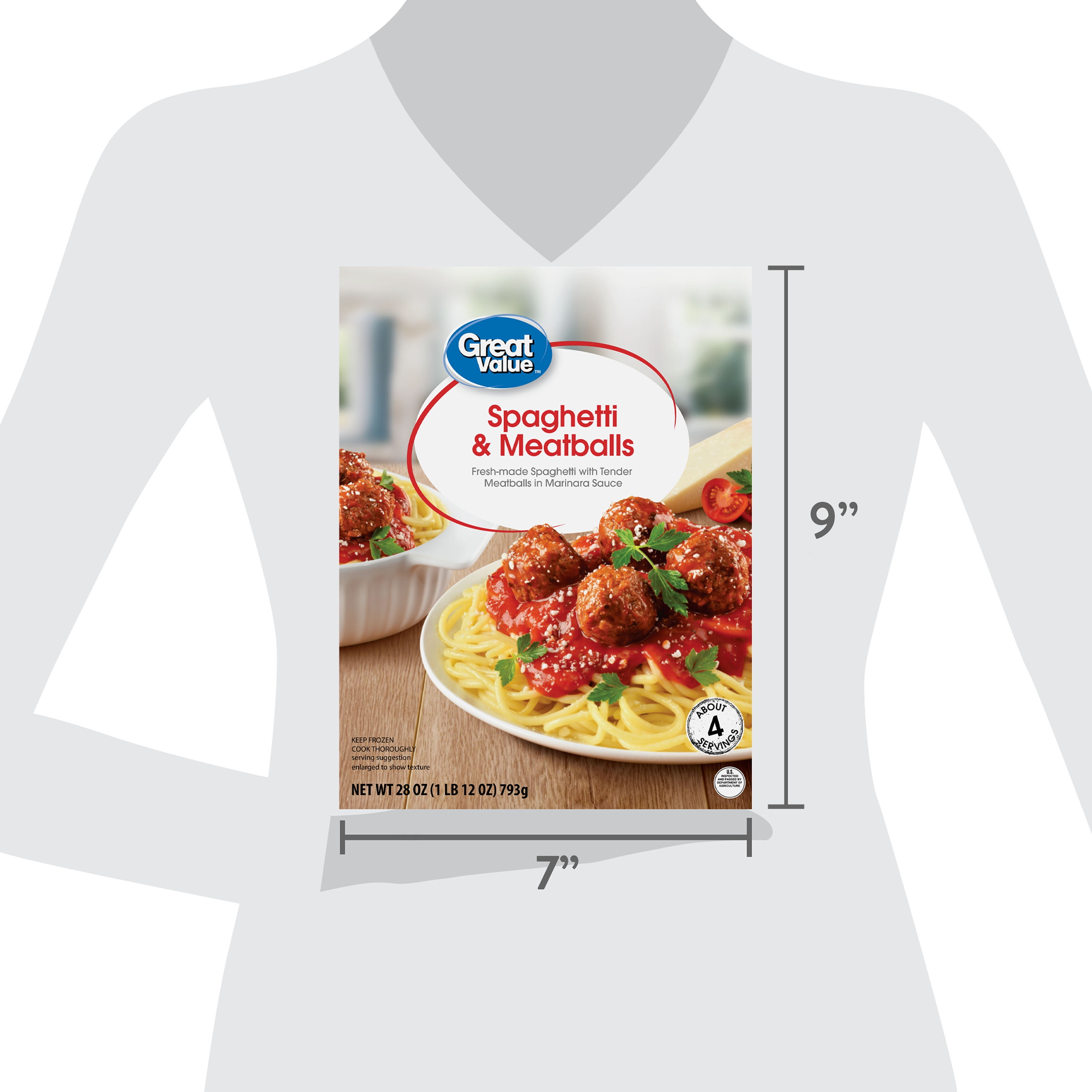 Great Value Spaghetti and Meatballs, 28 oz (Frozen)