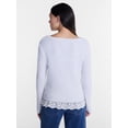 thumbnail image 3 of No Boundaries V-Neck Pullover Sweater with Lace Trim, Women's, Sizes XS-XXXL, 3 of 5
