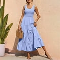 thumbnail image 3 of RUTAYY Women's Dress Summer Round Neck Solid Color Sleeveless Backless Cover Up Casual Daily Wear Playful Vacation Dresses, 3 of 6
