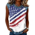thumbnail image 2 of Tank Tops for Women Patriotic Print Round Neck Sleeveless Shirts Casual Loose Fit Trendy Star Stripe Camisole Blouse Sky Blue L, 2 of 6